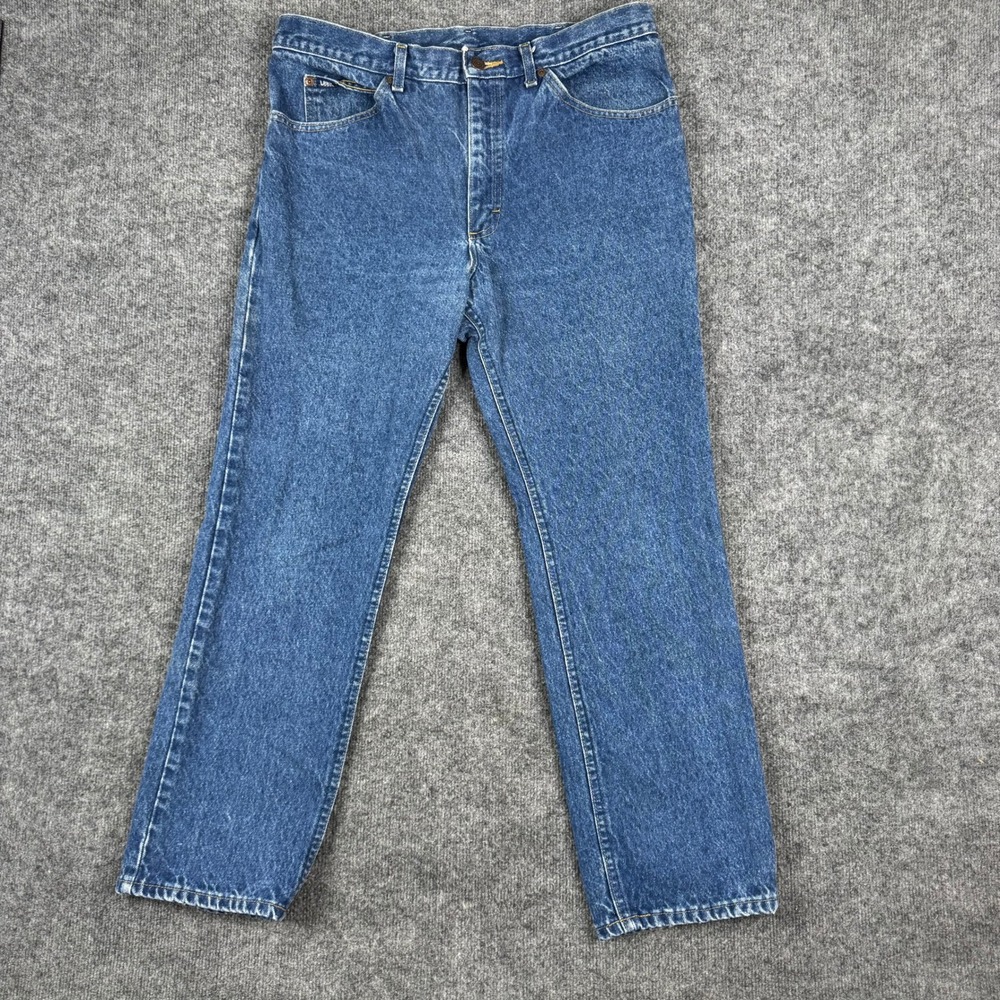 Lee Jeans Mens Size 36x30 Blue Cotton Straight Leg Regular Fit Made in USA Denim